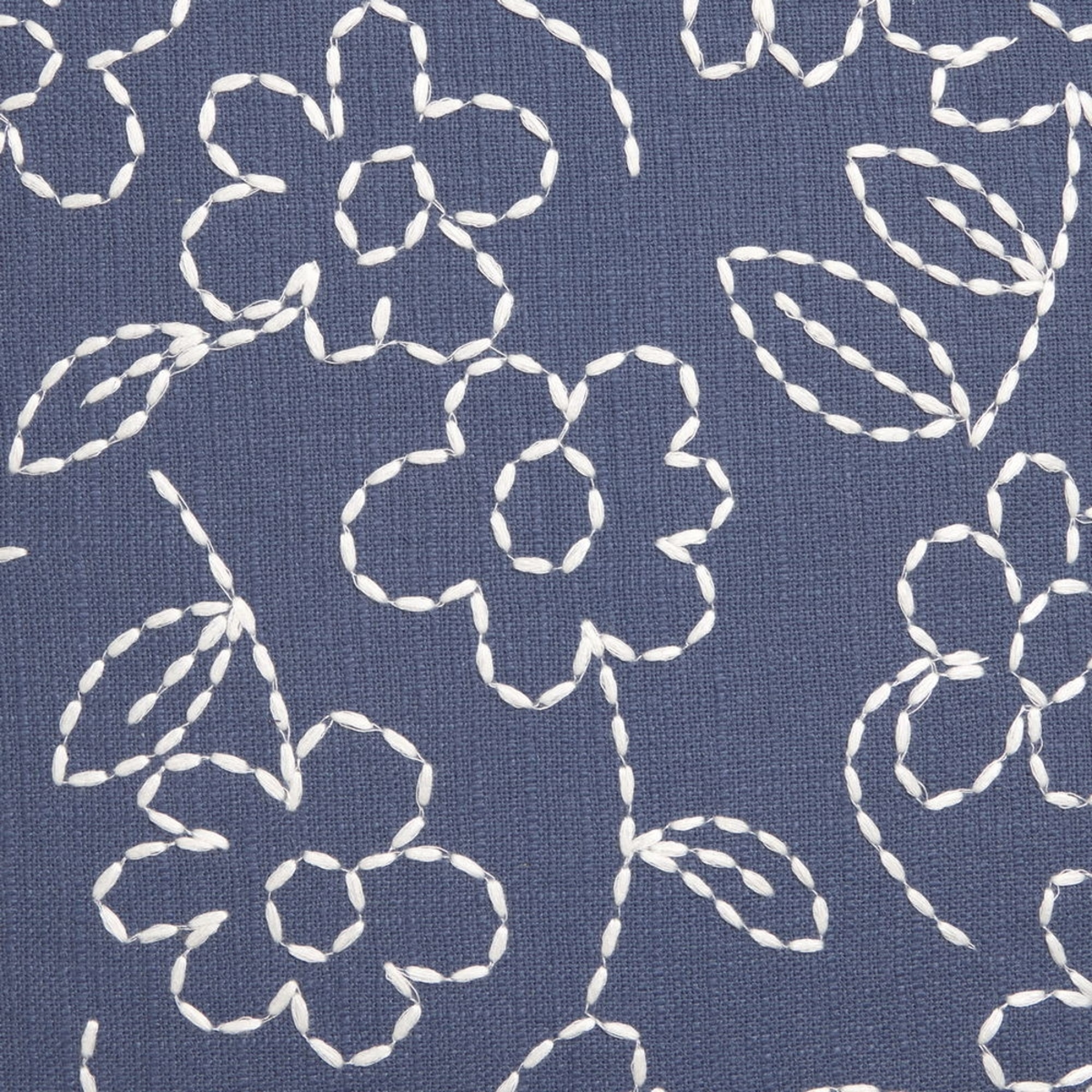 Funda de cojín algodón bordado floral Resflora color azul marino 100% Algodón