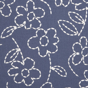 Funda de cojín algodón bordado floral Resflora color azul marino 100% Algodón