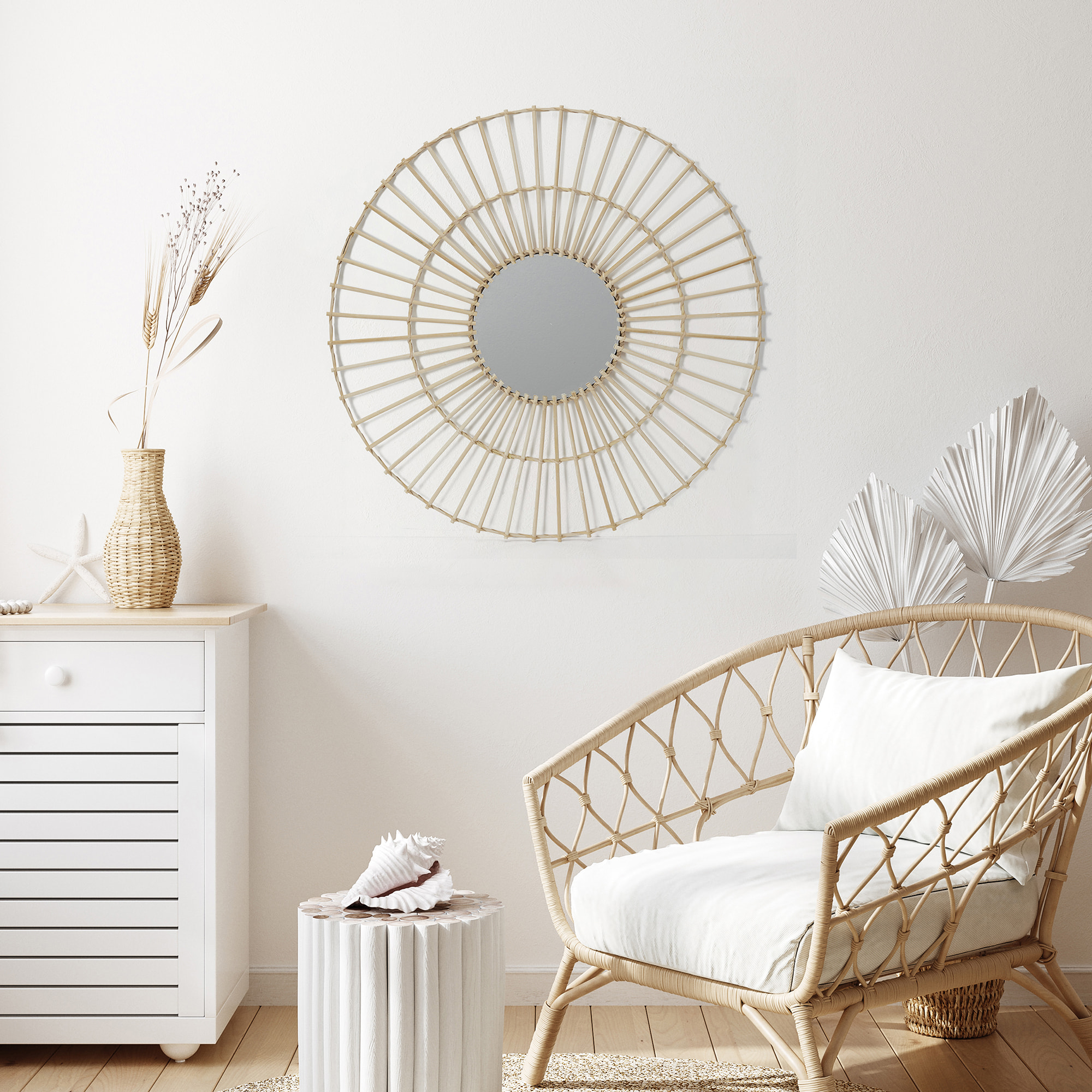 Miroir Rotin Rond