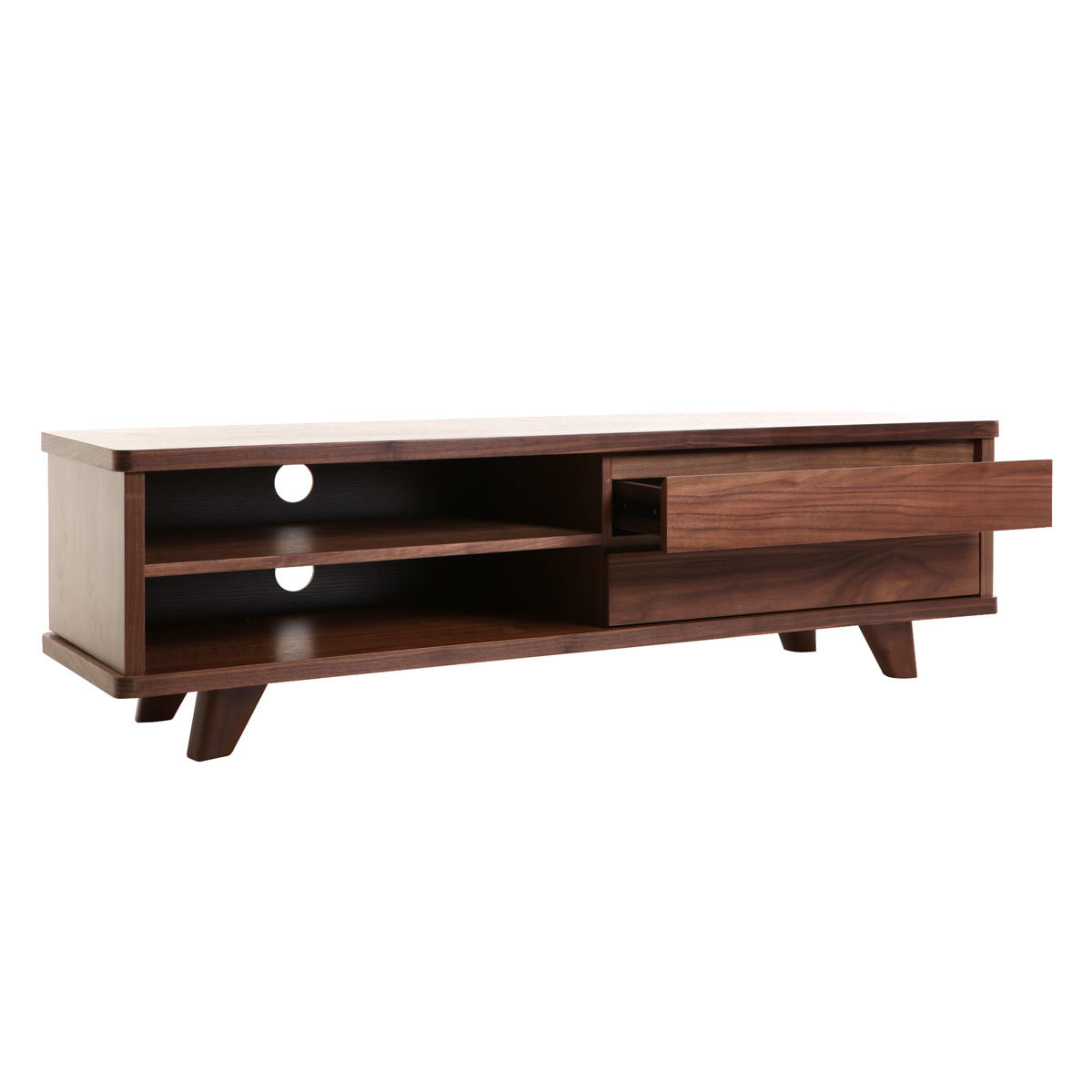 Meuble TV vintage bois foncé avec tiroirs L140 cm FIFTIES