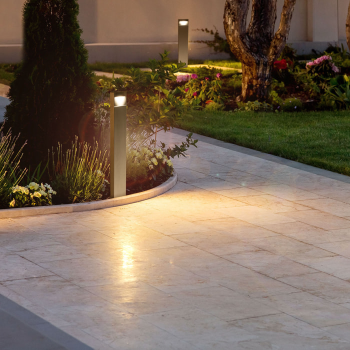 Forlight Hide - Baliza de Jardín LED 80cm Altura para Exterior IP44 Luz Neutra 4000K Color Gris Urbano