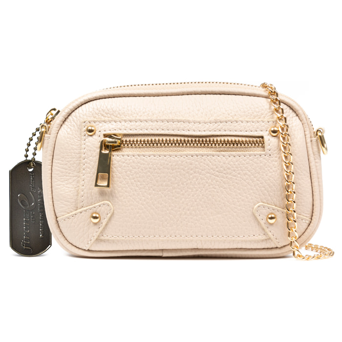 Asola borsa a tracolla, in pelle autentica finitura dollaro.