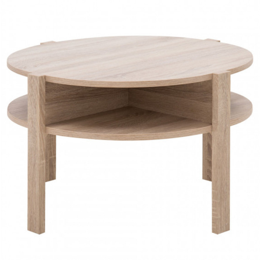 Table basse ronde en bois avec niches - 5 coloris - BAGO
