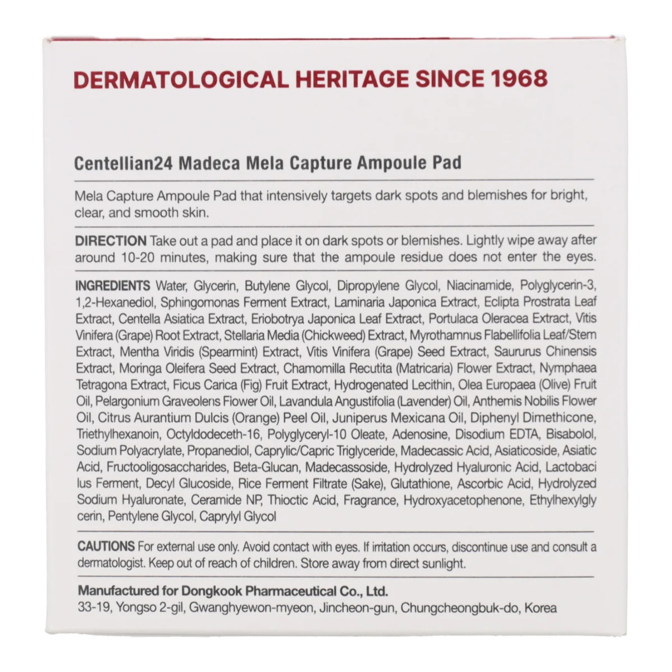 Madeca Mela Capture Ampoule Pad Centellian24 60pads