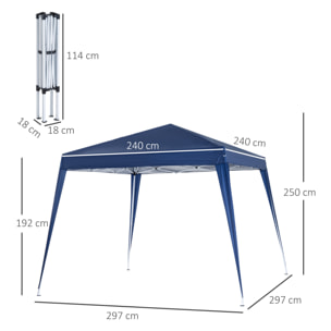 Carpa Plegable 3x3m de Jardín Diseño Pop Up Cenador de Acero y Tela Oxford