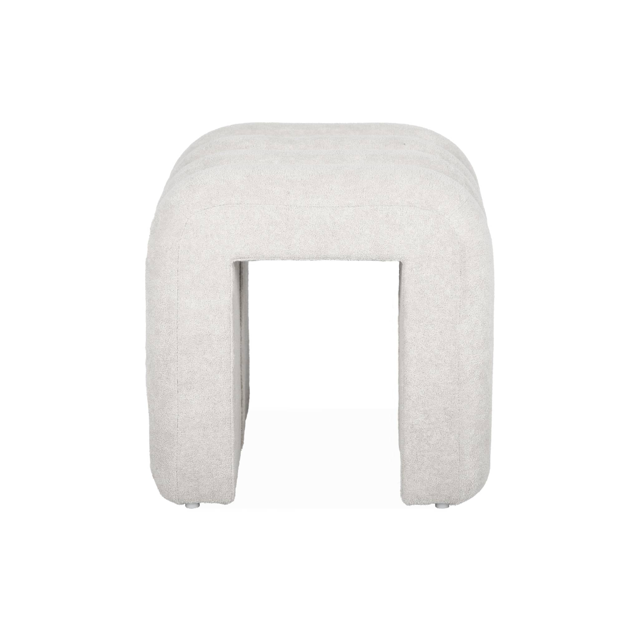 Set de 2 poufs contemporains en tissu blanc