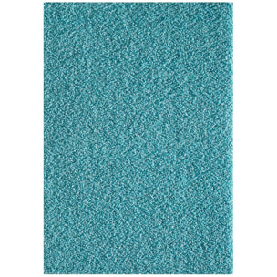 Tapis longs poils shaggy 67x230 rectangle tissé bleu motif uni SIMPLE