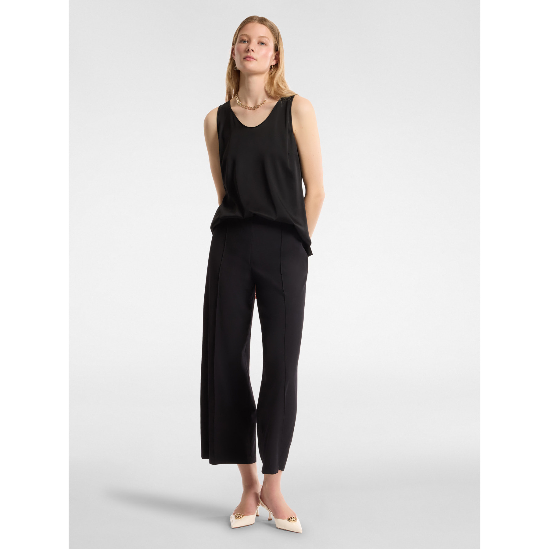 Elena Mirò - Pantaloni dritti in tessuto leggero - Nero