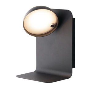 Applique LED BOING in metallo nero con testa orientabile e presa USB