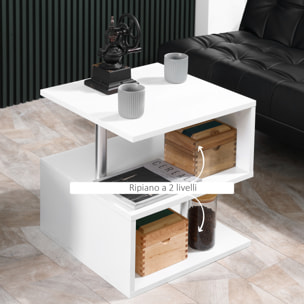 HomCom Moderno Tavolino Basso Da Salotto in Legno Bianco, 50x50x50cm