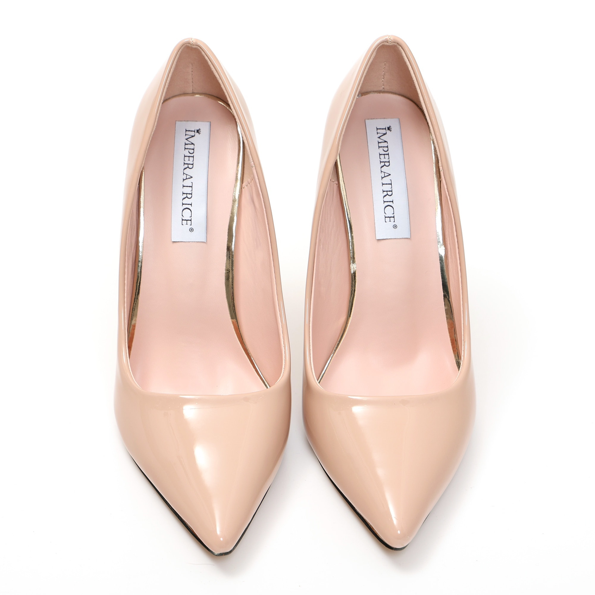 Dècolletè pumps in simil pelle verniciata con tacco a spillo