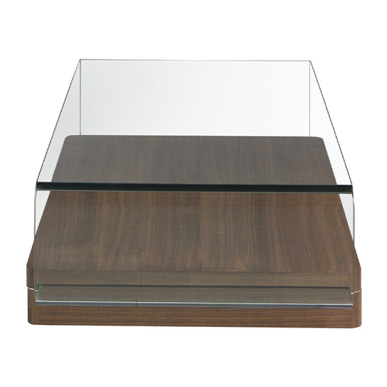 Mesa de centro de nogal y cristal 120x70x33cm