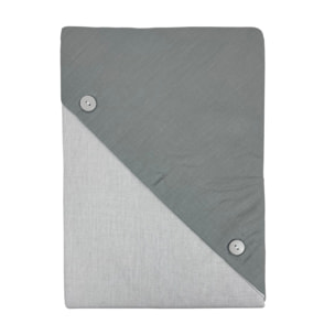 Completo Lenzuola Bicolor Estate/Inverno 100% Cotone Tinta Unita Amici Grigio Chiaro/Grigio Scuro