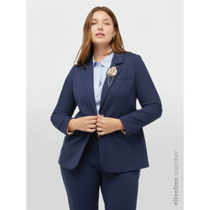 Fiorella Rubino - Blazer con spilla in viscosa LENZING™ ECOVERO™ - Blu