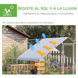 Gallinero de Exterior Grande 3x4x2 m Jaula para 8-12 Gallinas Cercado de Acero Galvanizado con Techo de PE y Cerradura para Conejos Aves de Corral Plata