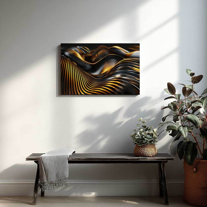 Tableau abstraction doré et noir Toile imprimée