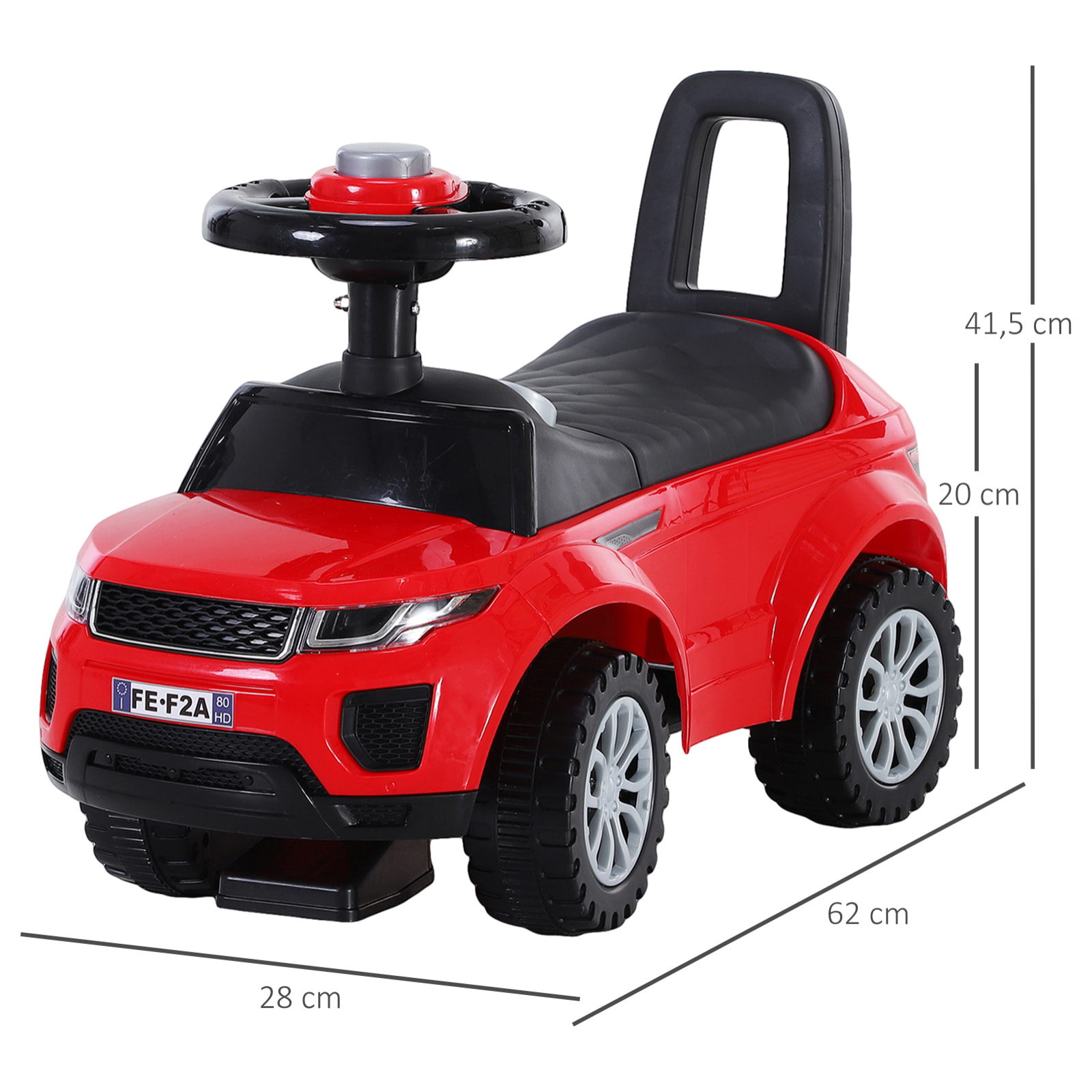 Porteur enfants voiture 12-36 mois coffre klaxon rouge