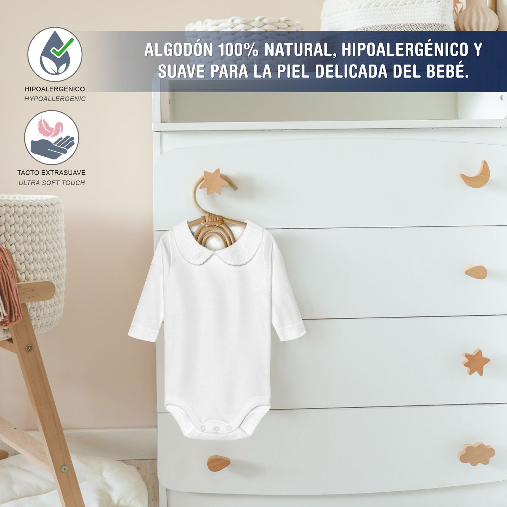 Body bebé manga larga cuello polo piqué