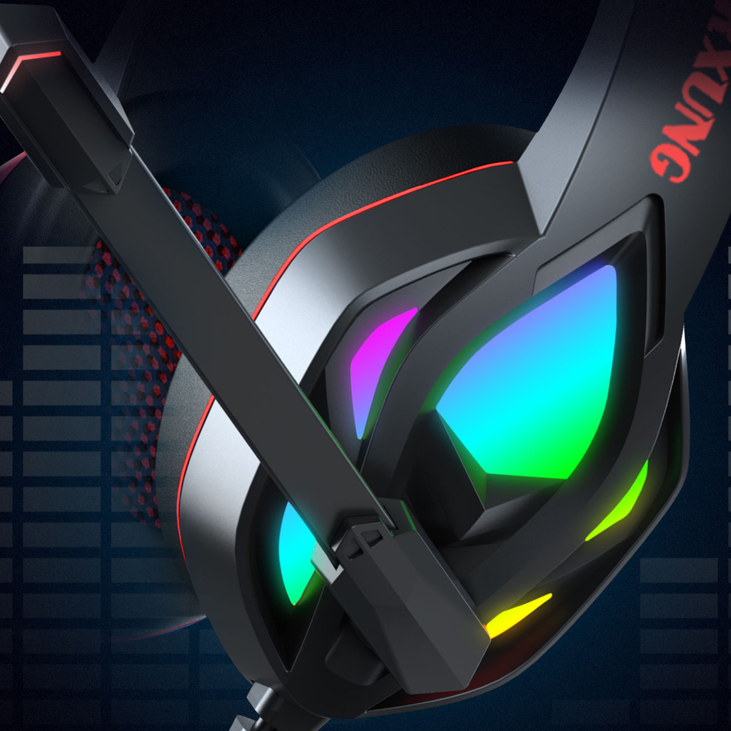 Cuffie premium ultra flessibili H1003. 10 luci RGB COMPLETE. Cuffie da gioco con connessione micro, minijack per PC, laptop, PS4, Xbox One, cellulare, tablet.