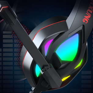 Cuffie premium ultra flessibili H1003. 10 luci RGB COMPLETE. Cuffie da gioco con connessione micro, minijack per PC, laptop, PS4, Xbox One, cellulare, tablet.