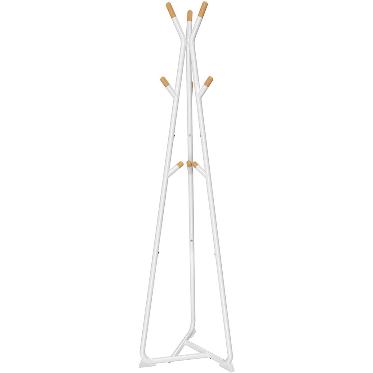 Appendiabiti da terra bianco in acciaio e legno di faggio