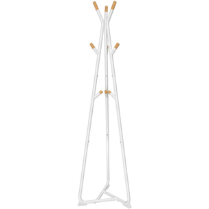 Appendiabiti da terra bianco in acciaio e legno di faggio