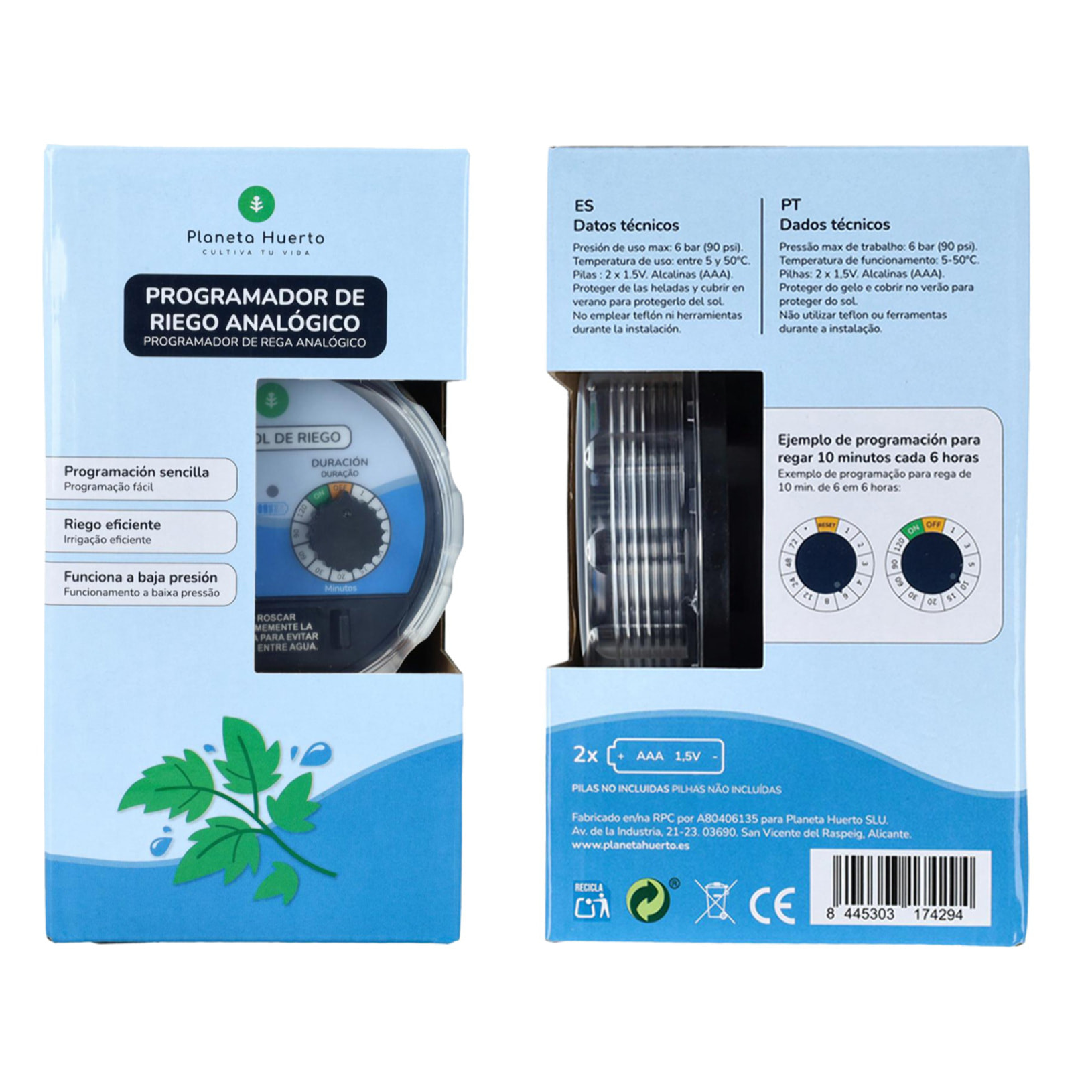 PLANETA HUERTO | Programador de Riego Acorazado Estanco 0-6 Bar – Control Preciso del Riego en Cualquier Condición Climática