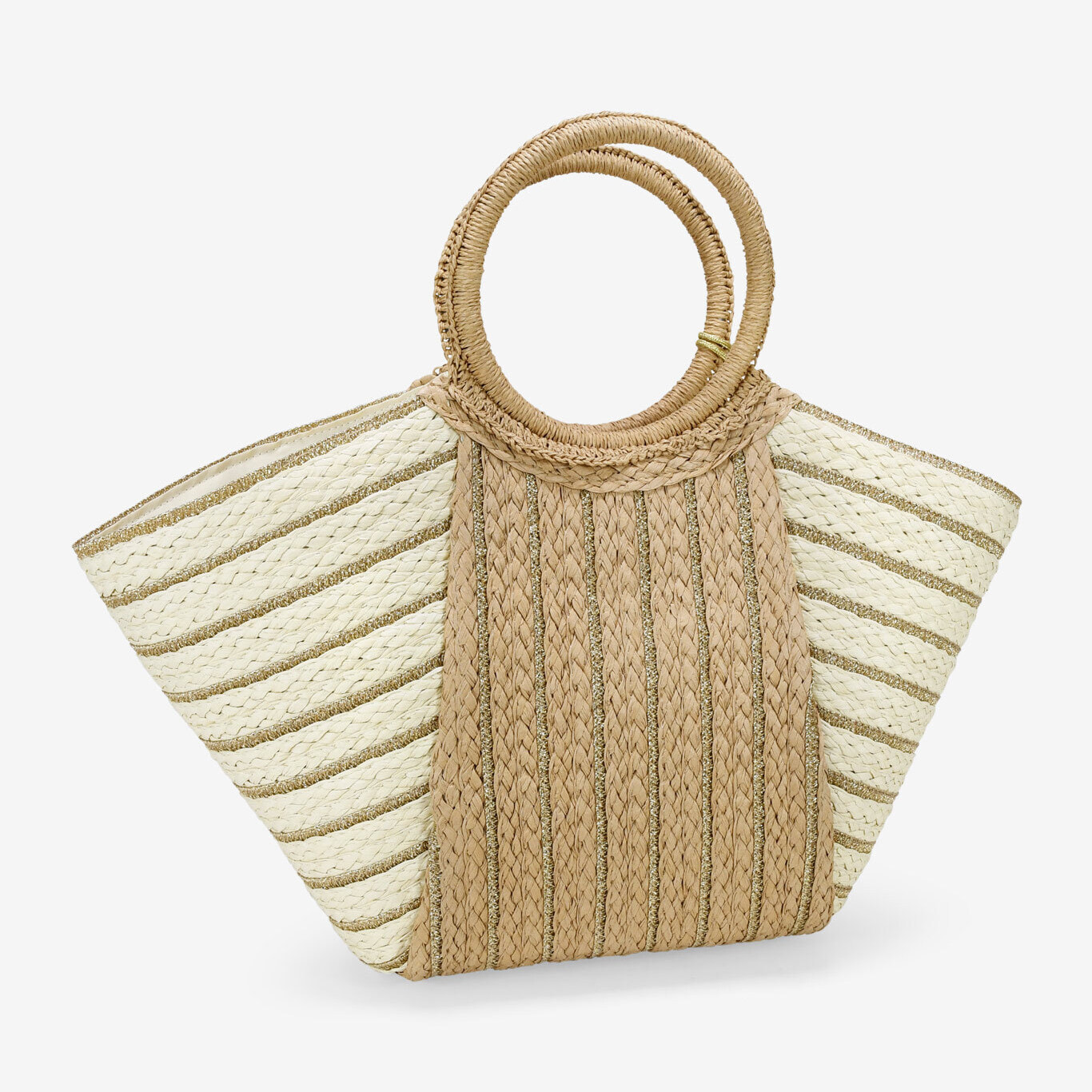 Bolso de mano rafia tostada con colgante