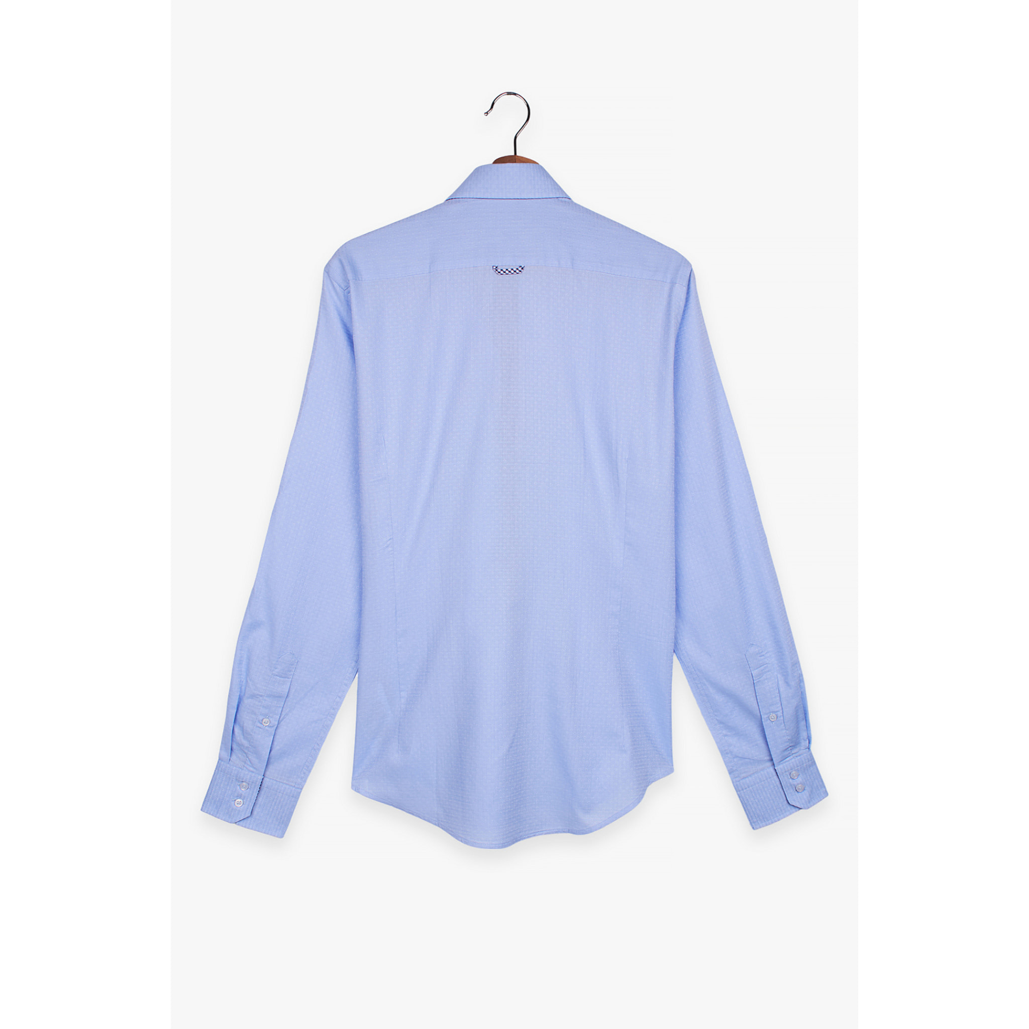 Camicia Uomo 2 Bottoni Button Down Slim Jacquard Fantasia Celeste/Celeste