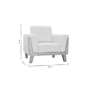 Fauteuil scandinave en tissu blanc cassé et bois clair FJORD