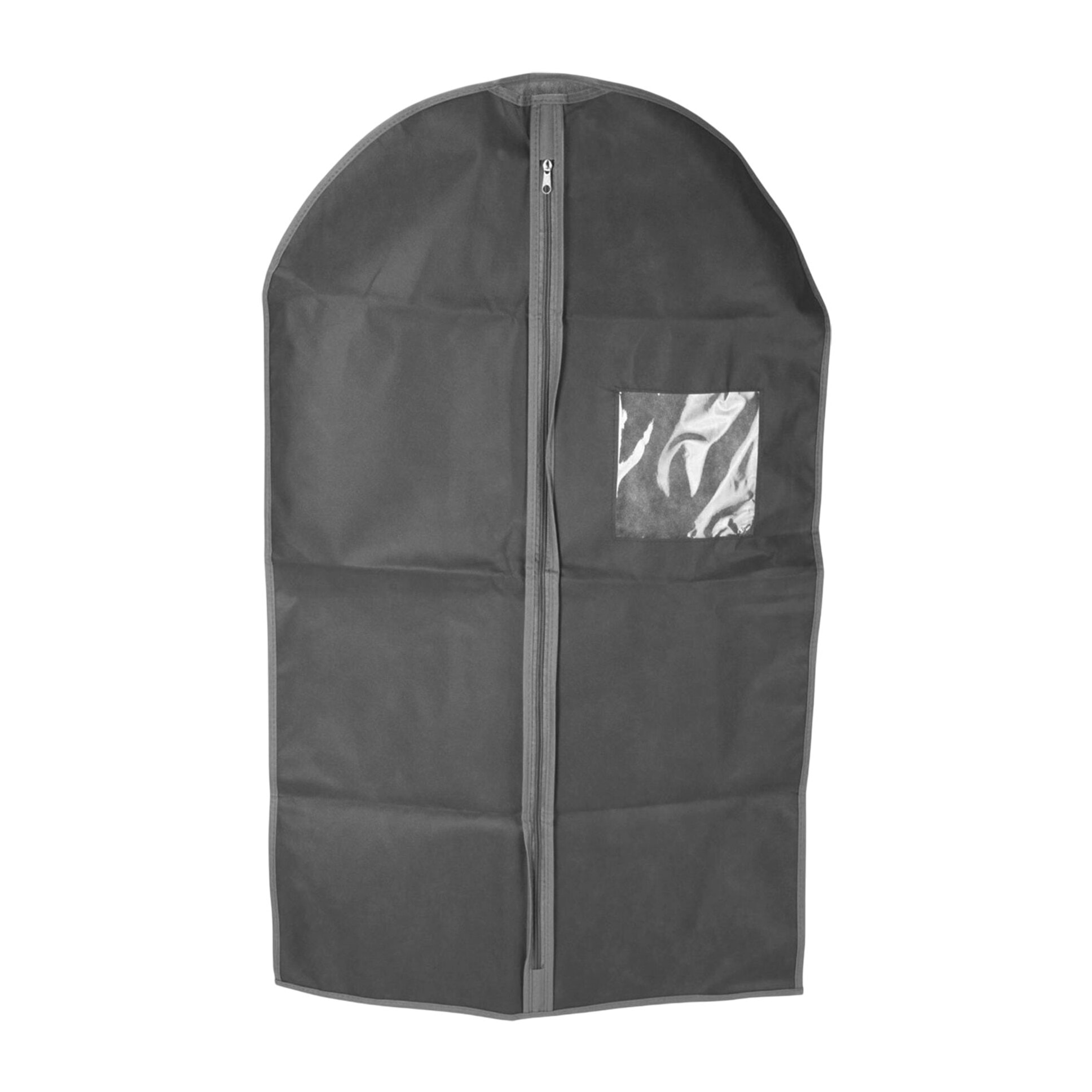 Well home bolsa de traje no tejida de alta calidad con cremallera y ventana - 61x135cm en gris oscuro