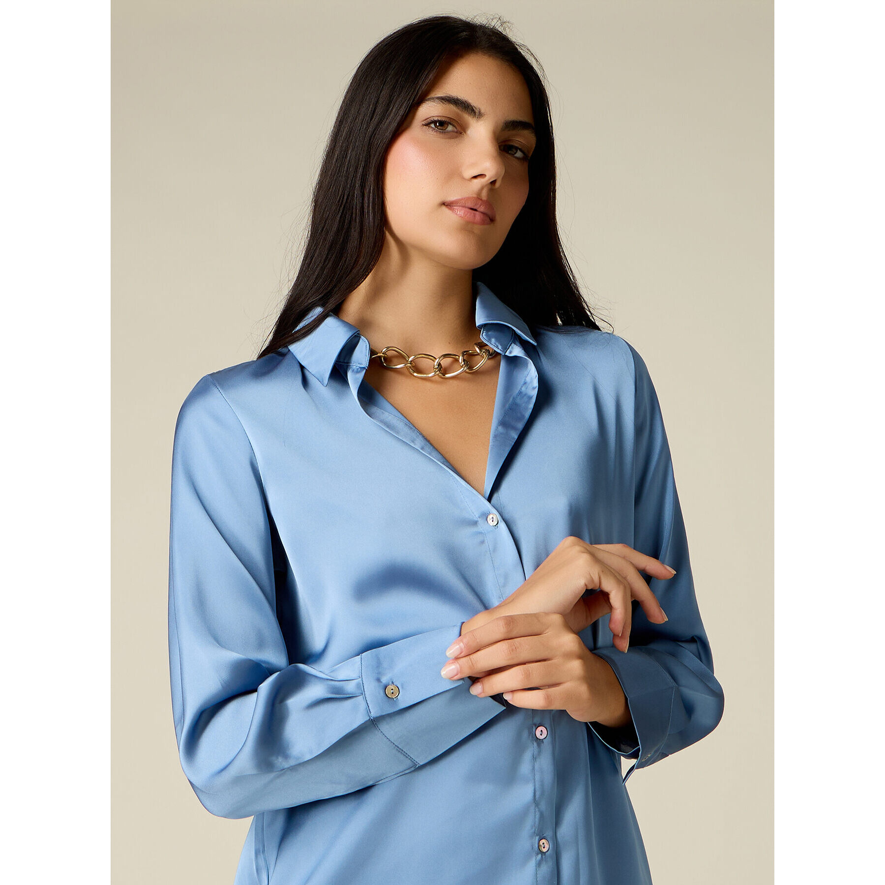 Oltre - Camicia in raso - Azzurro