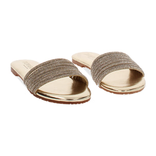 Sandali bassi oro con pietre
