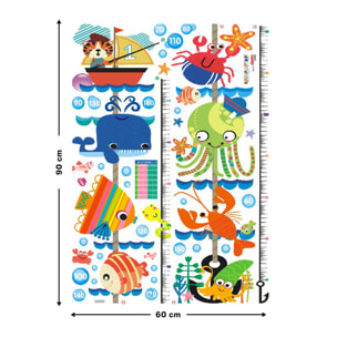 Stickers Muraux décoration adhésifs toise bateau et animaux de la mer