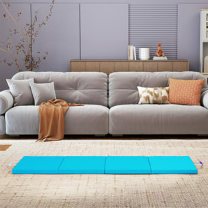 Colchoneta Gimnasia Plegable de Grosor de 5 cm, Tapete de Ejercicio con Asas de Transporte, Bolsa, Esterilla de Gimnasia para Yoga, Aeróbic, Artes Marciales, Azul Claro y Morado Oscuro