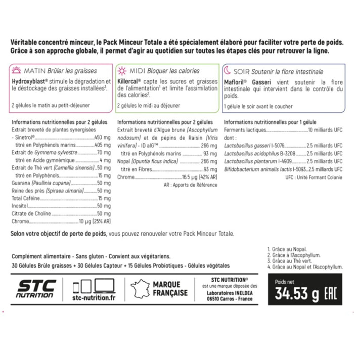 STC Nutrition - Pack Femme Active Fruits Rouges - Cure Minceur 30 Jours - Drainaxyl 500 ml + Pack Minceur Totale + 60 Gommes Coupe Faim - Programme en 3 étapes