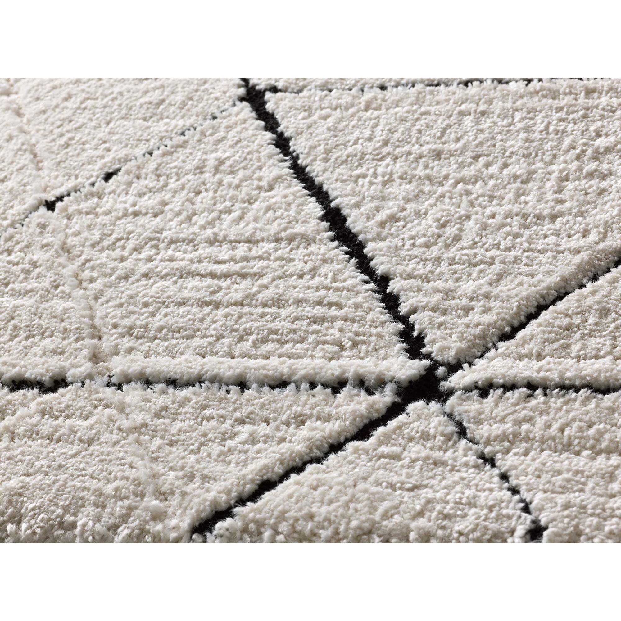 TURIN Alfombra geométrica con relieve en blanco y negro, varias medidas disponibles