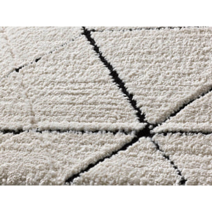 TURIN Alfombra geométrica con relieve en blanco y negro, varias medidas disponibles