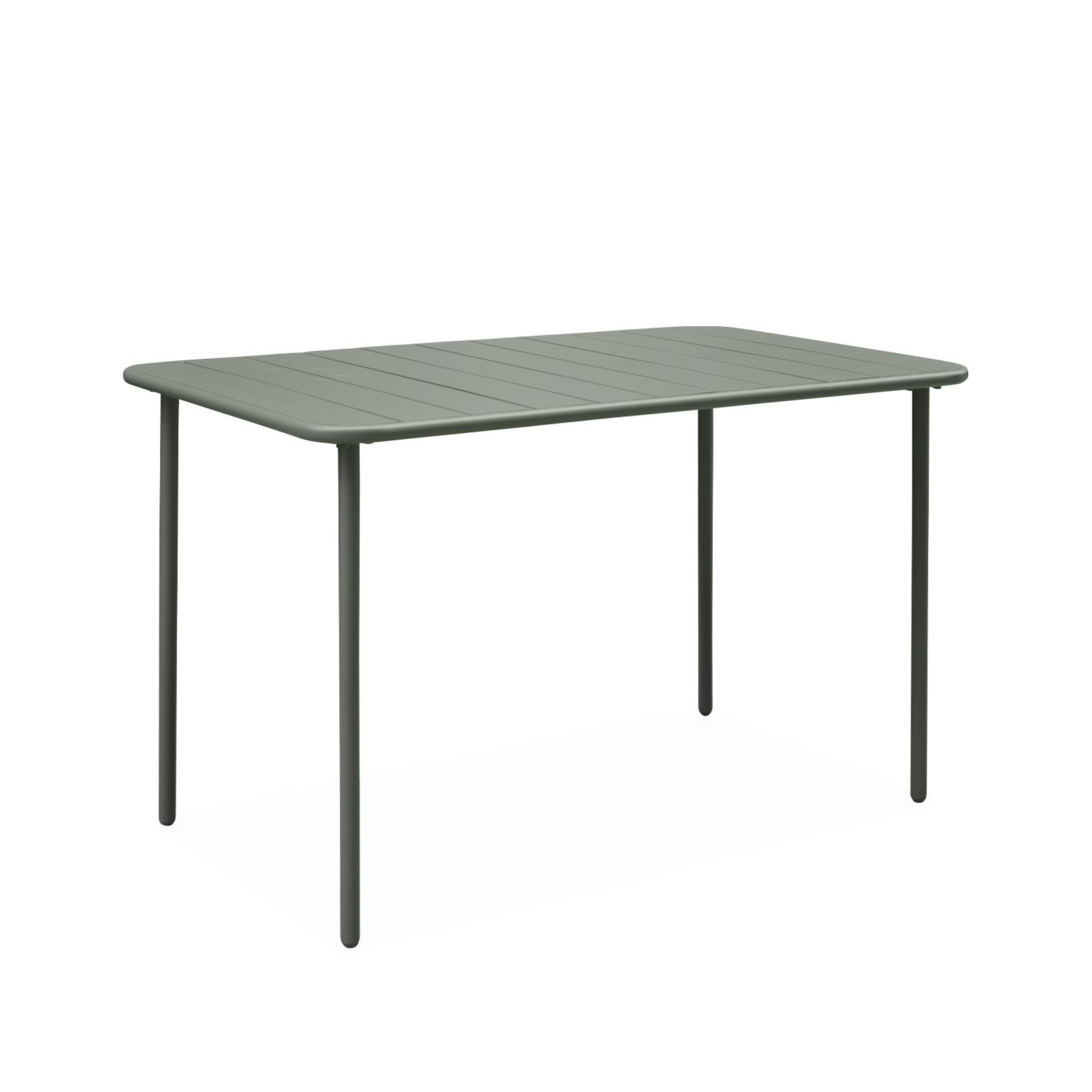 Table de jardin et 4 chaises kaki en acier. Amelia. 120x70xH72.5cm (12.2kg)