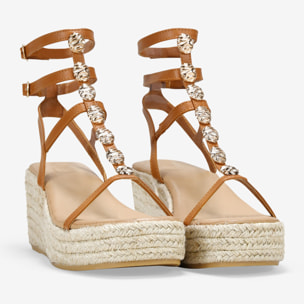 Sandalias de dedo cuero con suela de esparto