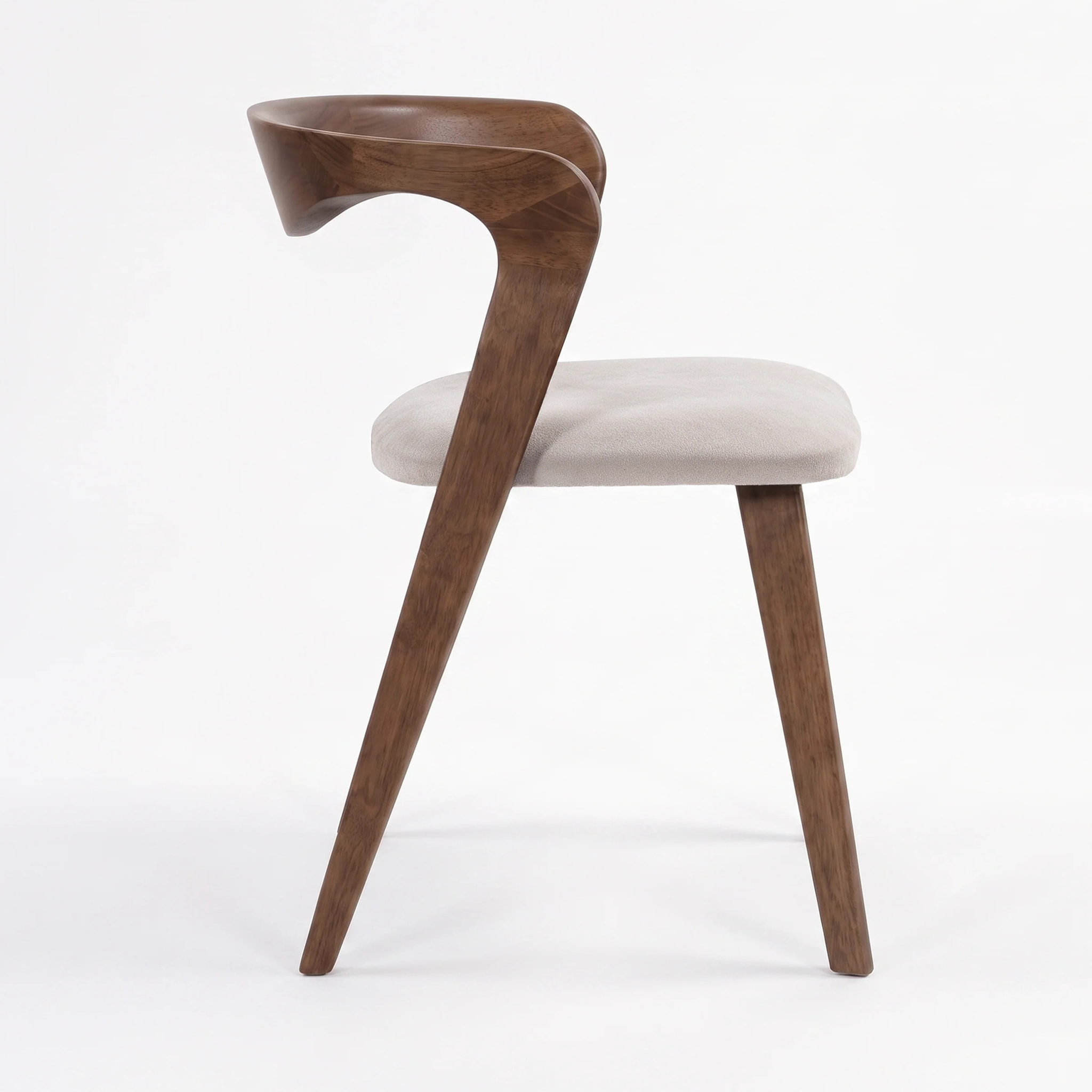 Chaise en bois d'hévéa marron et tissu beige - Vega