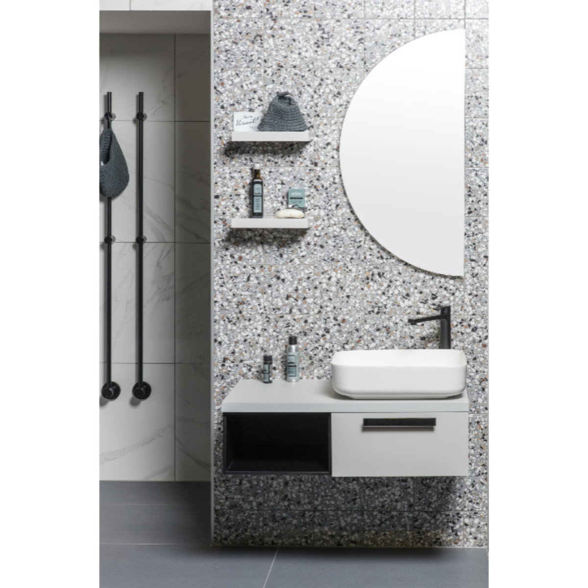 Set vasque à poser rectangulaire 50x39x13cm sans trop-plein + bonde à écoulement libre Infinitio blanc
