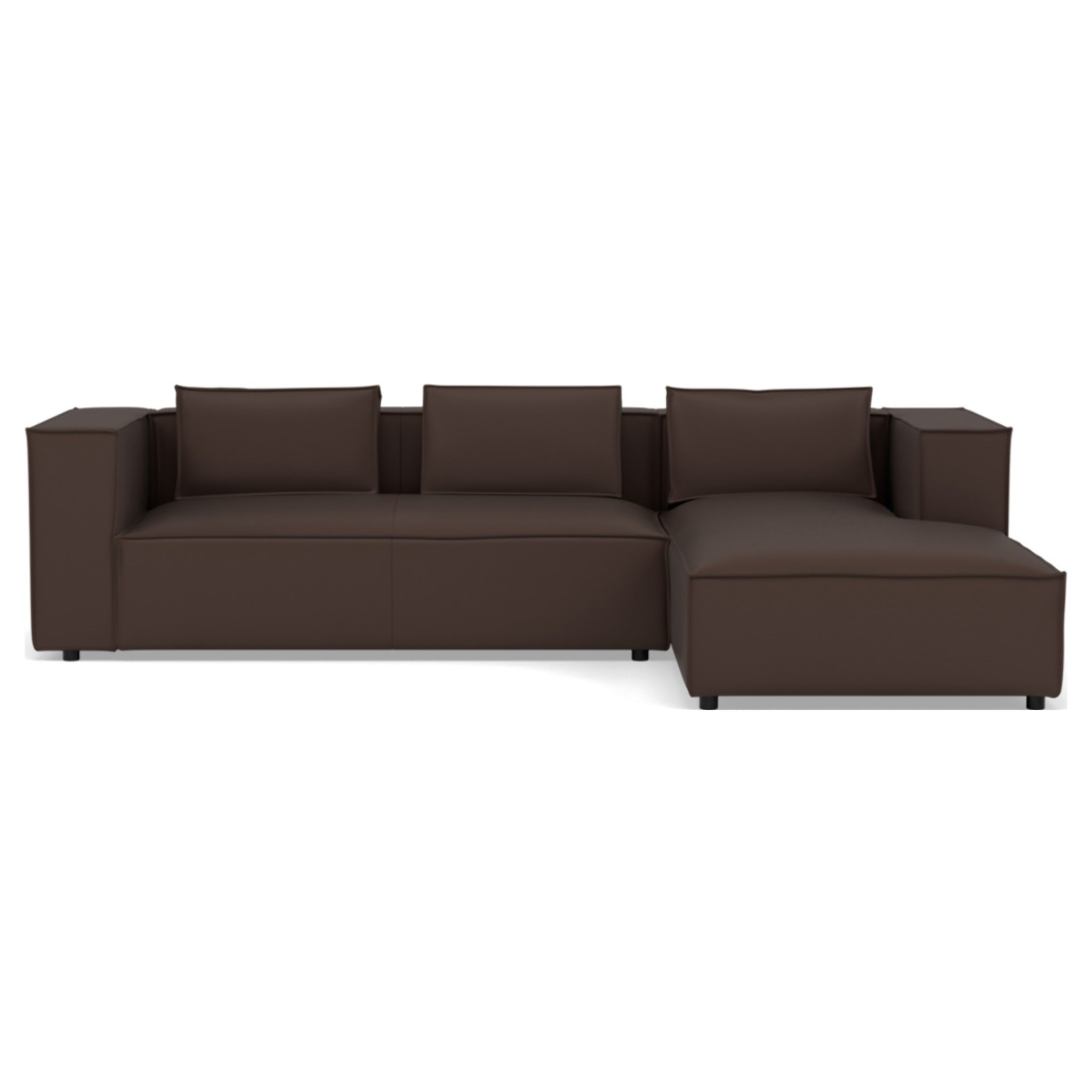 Stella - canapé d'angle droit 4 places en simili - Marron