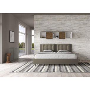 Lit king size sans sommier rembourré 200x200 similicuir cappuccino Annalisa