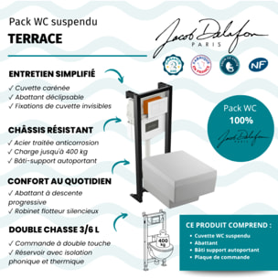 Pack WC suspendu Terrace + abattant + bâti-support autoportant + plaque blanche