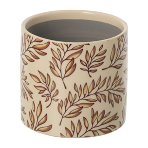 J-Line cache-pot feuilles - céramique - écru/marron - medium