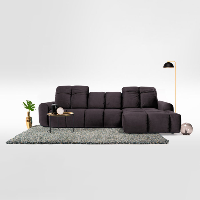 Canapé d'Angle Droit Tissu Anacapri, 3 Places, Repose-têtes Ajustables, Style Contemporain