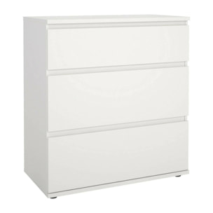 Cassettiera atre cassetti, colore bianco, cm 76 x 83 x 40