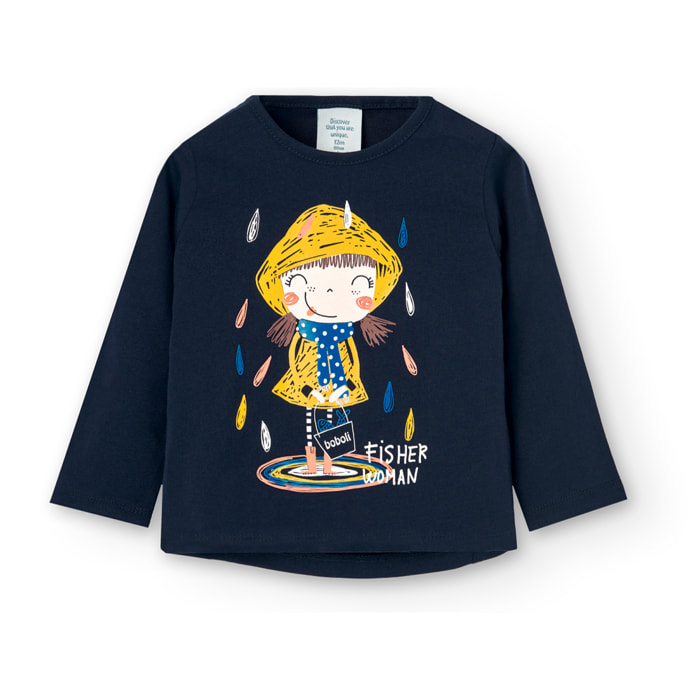 Camiseta punto manga larga de bebé niña