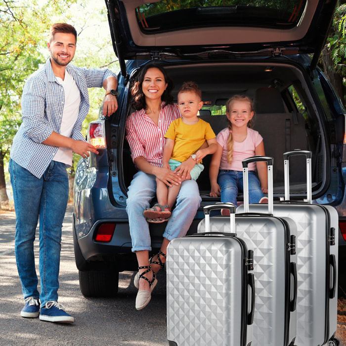 Juego De Maletas Rígidas Abs Itaca Diamond Plata